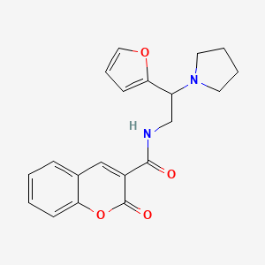 molecular formula C20H20N2O4 B11392832 N-[2-(furan-2-yl)-2-(pyrrolidin-1-yl)ethyl]-2-oxo-2H-chromene-3-carboxamide 