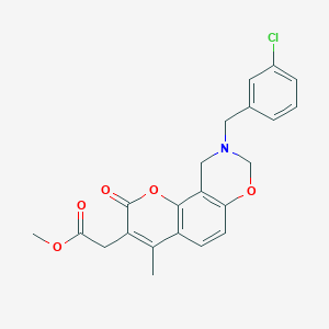 methyl [9-(3-chlorobenzyl)-4-methyl-2-oxo-9,10-dihydro-2H,8H-chromeno[8,7-e][1,3]oxazin-3-yl]acetate