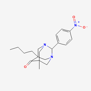 molecular formula C19H25N3O3 B11392914 5-Butyl-7-methyl-2-(4-nitrophenyl)-1,3-diazatricyclo[3.3.1.1~3,7~]decan-6-one 