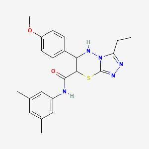 molecular formula C22H25N5O2S B11392928 N-(3,5-dimethylphenyl)-3-ethyl-6-(4-methoxyphenyl)-6,7-dihydro-5H-[1,2,4]triazolo[3,4-b][1,3,4]thiadiazine-7-carboxamide 