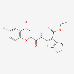 molecular formula C20H16ClNO5S B11392971 ethyl 2-{[(6-chloro-4-oxo-4H-chromen-2-yl)carbonyl]amino}-5,6-dihydro-4H-cyclopenta[b]thiophene-3-carboxylate 