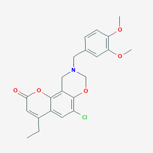 6-chloro-9-(3,4-dimethoxybenzyl)-4-ethyl-9,10-dihydro-2H,8H-chromeno[8,7-e][1,3]oxazin-2-one