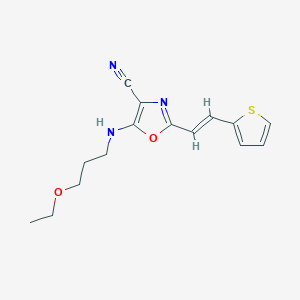 5-[(3-ethoxypropyl)amino]-2-[(E)-2-(thiophen-2-yl)ethenyl]-1,3-oxazole-4-carbonitrile