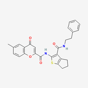 6-methyl-4-oxo-N-{3-[(2-phenylethyl)carbamoyl]-5,6-dihydro-4H-cyclopenta[b]thiophen-2-yl}-4H-chromene-2-carboxamide