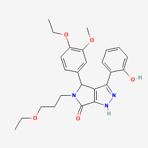 molecular formula C25H29N3O5 B11393011 4-(4-ethoxy-3-methoxyphenyl)-5-(3-ethoxypropyl)-3-(2-hydroxyphenyl)-4,5-dihydropyrrolo[3,4-c]pyrazol-6(1H)-one 