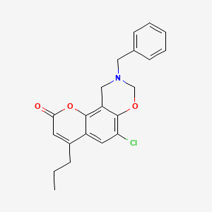 molecular formula C21H20ClNO3 B11393030 9-benzyl-6-chloro-4-propyl-9,10-dihydro-2H,8H-chromeno[8,7-e][1,3]oxazin-2-one 