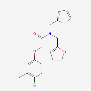 2-(4-chloro-3-methylphenoxy)-N-(furan-2-ylmethyl)-N-(thiophen-2-ylmethyl)acetamide