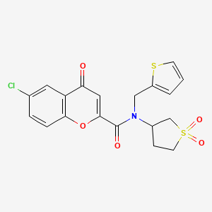 molecular formula C19H16ClNO5S2 B11393076 6-chloro-N-(1,1-dioxidotetrahydrothiophen-3-yl)-4-oxo-N-(thiophen-2-ylmethyl)-4H-chromene-2-carboxamide 