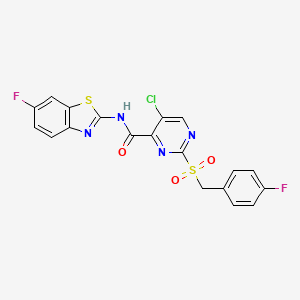 molecular formula C19H11ClF2N4O3S2 B11393087 5-chloro-N-(6-fluoro-1,3-benzothiazol-2-yl)-2-[(4-fluorobenzyl)sulfonyl]pyrimidine-4-carboxamide 