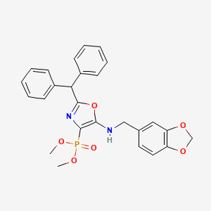 molecular formula C26H25N2O6P B11393094 Dimethyl {5-[(1,3-benzodioxol-5-ylmethyl)amino]-2-(diphenylmethyl)-1,3-oxazol-4-yl}phosphonate 