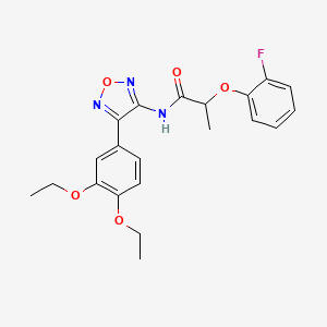 molecular formula C21H22FN3O5 B11393097 N-[4-(3,4-diethoxyphenyl)-1,2,5-oxadiazol-3-yl]-2-(2-fluorophenoxy)propanamide 