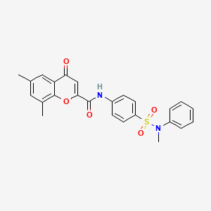 molecular formula C25H22N2O5S B11393107 6,8-dimethyl-N-{4-[methyl(phenyl)sulfamoyl]phenyl}-4-oxo-4H-chromene-2-carboxamide 