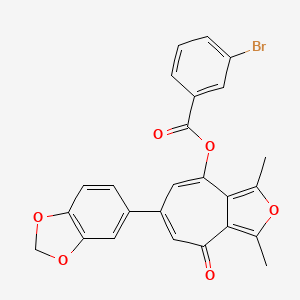 6-(1,3-benzodioxol-5-yl)-1,3-dimethyl-4-oxo-4H-cyclohepta[c]furan-8-yl 3-bromobenzoate