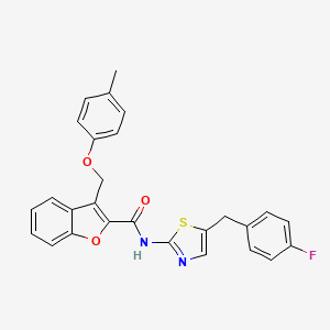 molecular formula C27H21FN2O3S B11393147 N-[5-(4-fluorobenzyl)-1,3-thiazol-2-yl]-3-[(4-methylphenoxy)methyl]-1-benzofuran-2-carboxamide 