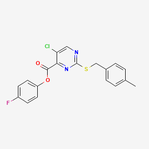 molecular formula C19H14ClFN2O2S B11393176 4-Fluorophenyl 5-chloro-2-[(4-methylbenzyl)sulfanyl]pyrimidine-4-carboxylate 