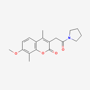 molecular formula C18H21NO4 B11393188 7-methoxy-4,8-dimethyl-3-[2-oxo-2-(pyrrolidin-1-yl)ethyl]-2H-chromen-2-one 