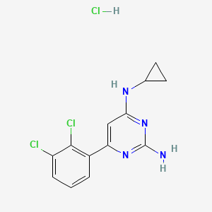 molecular formula C13H13Cl3N4 B1139322 6-(2,3-Dichlorophenyl)-N4-cyclopropylpyrimidine-2,4-diamine hydrochloride CAS No. 1640282-30-9