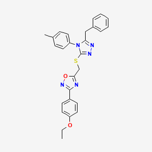 5-({[5-benzyl-4-(4-methylphenyl)-4H-1,2,4-triazol-3-yl]sulfanyl}methyl)-3-(4-ethoxyphenyl)-1,2,4-oxadiazole