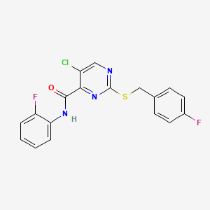 molecular formula C18H12ClF2N3OS B11393241 5-chloro-2-[(4-fluorobenzyl)sulfanyl]-N-(2-fluorophenyl)pyrimidine-4-carboxamide 