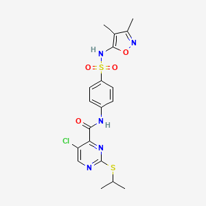 molecular formula C19H20ClN5O4S2 B11393278 5-chloro-N-{4-[(3,4-dimethyl-1,2-oxazol-5-yl)sulfamoyl]phenyl}-2-(propan-2-ylsulfanyl)pyrimidine-4-carboxamide 