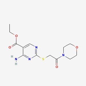 molecular formula C13H18N4O4S B11393282 Ethyl 4-amino-2-{[2-(morpholin-4-yl)-2-oxoethyl]sulfanyl}pyrimidine-5-carboxylate 