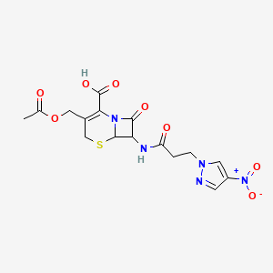 molecular formula C16H17N5O8S B11393298 3-[(acetyloxy)methyl]-7-{[3-(4-nitro-1H-pyrazol-1-yl)propanoyl]amino}-8-oxo-5-thia-1-azabicyclo[4.2.0]oct-2-ene-2-carboxylic acid 