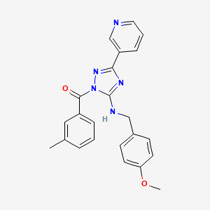 molecular formula C23H21N5O2 B11393302 {5-[(4-methoxybenzyl)amino]-3-(pyridin-3-yl)-1H-1,2,4-triazol-1-yl}(3-methylphenyl)methanone 