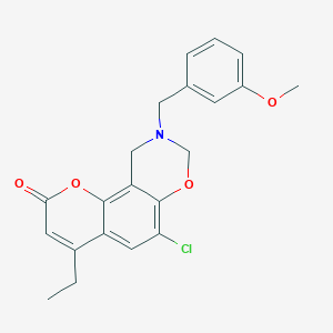 6-chloro-4-ethyl-9-(3-methoxybenzyl)-9,10-dihydro-2H,8H-chromeno[8,7-e][1,3]oxazin-2-one