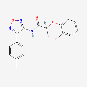 molecular formula C18H16FN3O3 B11393339 2-(2-fluorophenoxy)-N-[4-(4-methylphenyl)-1,2,5-oxadiazol-3-yl]propanamide 