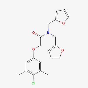 2-(4-chloro-3,5-dimethylphenoxy)-N,N-bis(furan-2-ylmethyl)acetamide