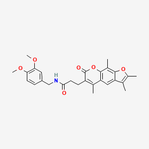 molecular formula C27H29NO6 B11393434 N-(3,4-dimethoxybenzyl)-3-(2,3,5,9-tetramethyl-7-oxo-7H-furo[3,2-g]chromen-6-yl)propanamide 