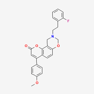 9-[2-(2-fluorophenyl)ethyl]-4-(4-methoxyphenyl)-9,10-dihydro-2H,8H-chromeno[8,7-e][1,3]oxazin-2-one