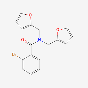 molecular formula C17H14BrNO3 B11393457 2-bromo-N,N-bis(furan-2-ylmethyl)benzamide 