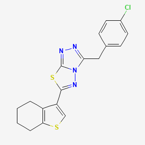 3-[(4-Chlorophenyl)methyl]-6-(4,5,6,7-tetrahydro-1-benzothiophen-3-yl)-[1,2,4]triazolo[3,4-b][1,3,4]thiadiazole