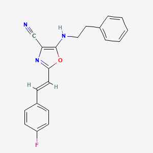 2-[(E)-2-(4-fluorophenyl)ethenyl]-5-[(2-phenylethyl)amino]-1,3-oxazole-4-carbonitrile