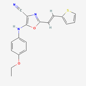 molecular formula C18H15N3O2S B11393506 5-[(4-ethoxyphenyl)amino]-2-[(E)-2-(thiophen-2-yl)ethenyl]-1,3-oxazole-4-carbonitrile 