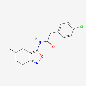 molecular formula C16H17ClN2O2 B11393530 2-(4-chlorophenyl)-N-(5-methyl-4,5,6,7-tetrahydro-2,1-benzoxazol-3-yl)acetamide 