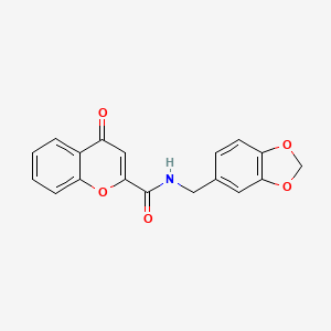 molecular formula C18H13NO5 B11393543 N-(1,3-benzodioxol-5-ylmethyl)-4-oxo-4H-chromene-2-carboxamide 