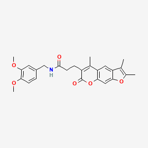 molecular formula C26H27NO6 B11393560 N-(3,4-dimethoxybenzyl)-3-(2,3,5-trimethyl-7-oxo-7H-furo[3,2-g]chromen-6-yl)propanamide 