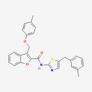 molecular formula C28H24N2O3S B11393569 2-Benzofurancarboxamide, 3-[(4-methylphenoxy)methyl]-N-[5-[(3-methylphenyl)methyl]-2-thiazolyl]- CAS No. 890597-27-0