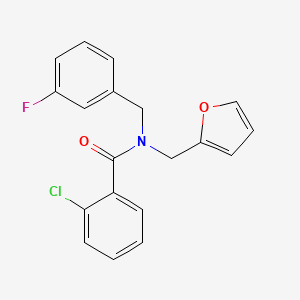 molecular formula C19H15ClFNO2 B11393577 2-chloro-N-(3-fluorobenzyl)-N-(furan-2-ylmethyl)benzamide 