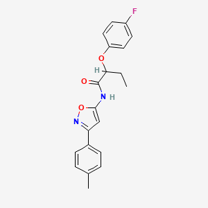 molecular formula C20H19FN2O3 B11393595 2-(4-fluorophenoxy)-N-[3-(4-methylphenyl)-1,2-oxazol-5-yl]butanamide 