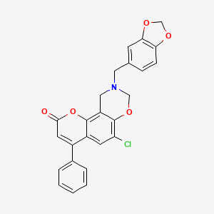 9-(1,3-benzodioxol-5-ylmethyl)-6-chloro-4-phenyl-9,10-dihydro-2H,8H-chromeno[8,7-e][1,3]oxazin-2-one