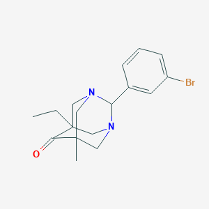 molecular formula C17H21BrN2O B11393627 2-(3-Bromophenyl)-5-ethyl-7-methyl-1,3-diazatricyclo[3.3.1.1~3,7~]decan-6-one 