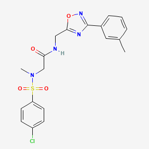 molecular formula C19H19ClN4O4S B11393629 2-(N-Methyl4-chlorobenzenesulfonamido)-N-{[3-(3-methylphenyl)-1,2,4-oxadiazol-5-YL]methyl}acetamide 