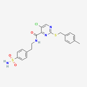 molecular formula C21H21ClN4O3S2 B11393634 5-chloro-2-[(4-methylbenzyl)sulfanyl]-N-[2-(4-sulfamoylphenyl)ethyl]pyrimidine-4-carboxamide 