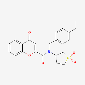 molecular formula C23H23NO5S B11393685 N-(1,1-dioxidotetrahydrothiophen-3-yl)-N-(4-ethylbenzyl)-4-oxo-4H-chromene-2-carboxamide 