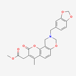 methyl [9-(1,3-benzodioxol-5-ylmethyl)-4-methyl-2-oxo-9,10-dihydro-2H,8H-chromeno[8,7-e][1,3]oxazin-3-yl]acetate