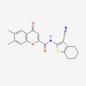 molecular formula C21H18N2O3S B11393805 N-(3-cyano-4,5,6,7-tetrahydro-1-benzothiophen-2-yl)-6,7-dimethyl-4-oxo-4H-chromene-2-carboxamide 