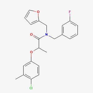 molecular formula C22H21ClFNO3 B11393812 2-(4-chloro-3-methylphenoxy)-N-(3-fluorobenzyl)-N-(furan-2-ylmethyl)propanamide 